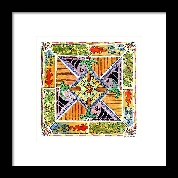 Mandala Framed Print featuring the painting Hawaiian Mandala I - PALM TREES by Diane Thornton