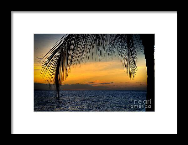 Hawaiian Framed Print featuring the photograph Hawaiian Palm Sunset by Kelly Wade
