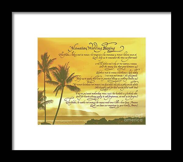 Hawaiian Wedding Framed Print featuring the digital art Hawaiian Wedding Blessing-Sunset by Jacqueline Shuler