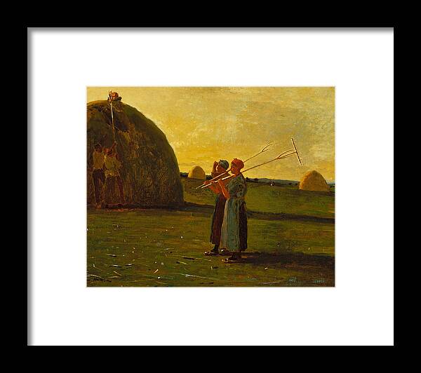 Winslow Homer Framed Print featuring the painting Haymakers by Winslow Homer