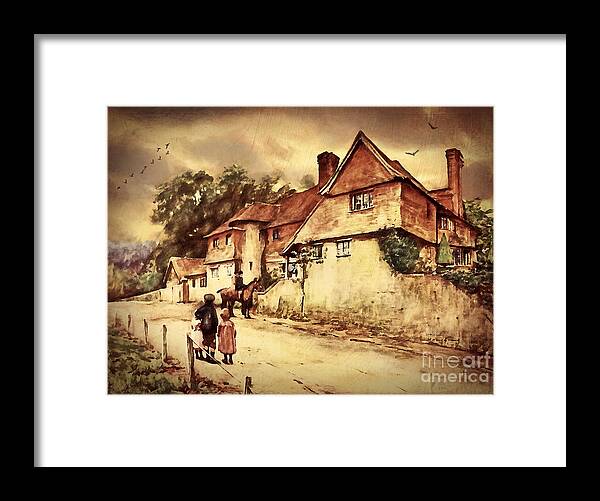 Cottage Framed Print featuring the digital art Hazelmere Cottage - English Lake District by Lianne Schneider