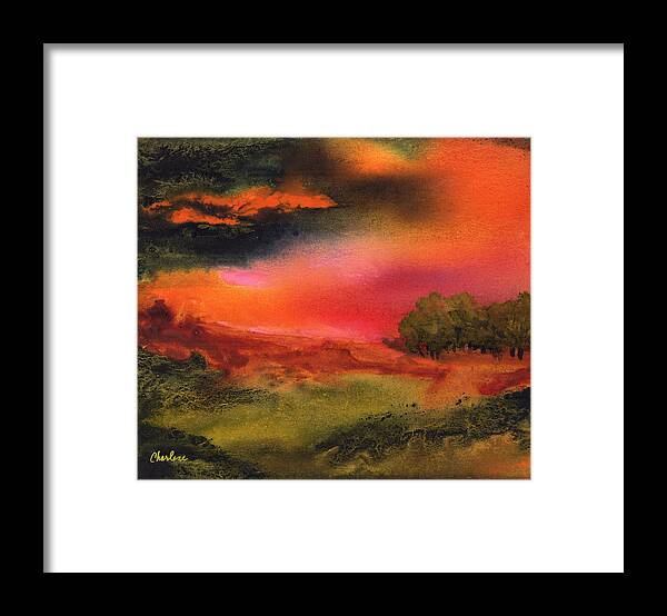 Sunset Framed Print featuring the painting Hazy Lazy Sunset by Charlene Fuhrman-Schulz