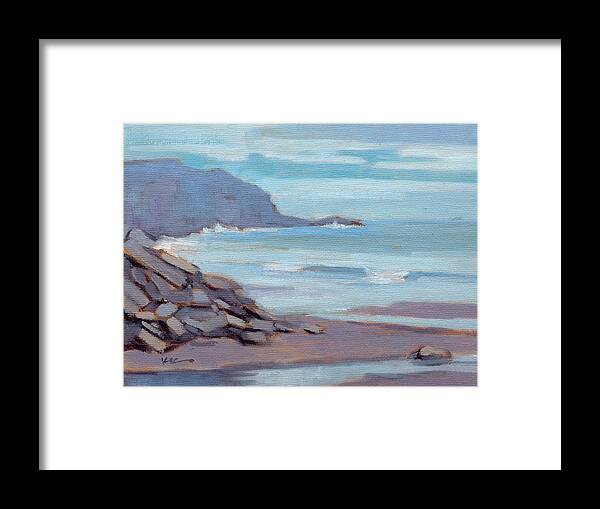 Coast Framed Print featuring the painting Hazy Morning at Moro Beach by Konnie Kim