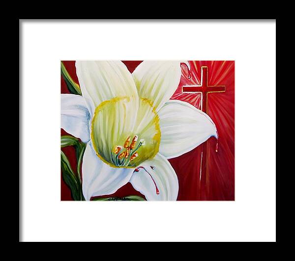 Easter Framed Print featuring the painting He Lives by Carol Allen Anfinsen