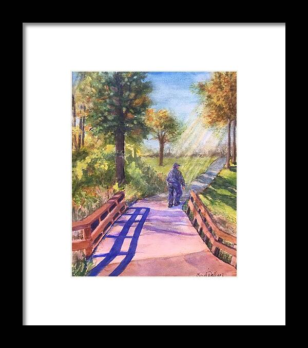 Bridge Framed Print featuring the painting Heading Home by Cheryl Wallace