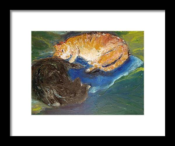 Cats Framed Print featuring the painting Heads or Tails by Susan Esbensen