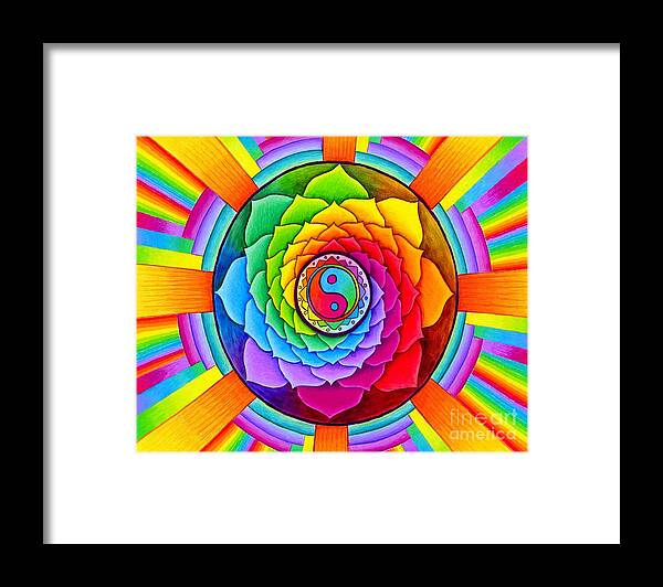 Mandala Framed Print featuring the drawing Healing Lotus by Rebecca Wang