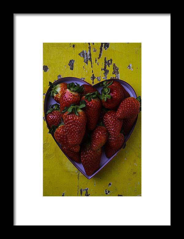 Strawberry Framed Print featuring the photograph Heart Box Full Of Strawberries by Garry Gay