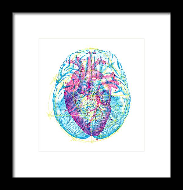 Pop Art Framed Print featuring the digital art Heart Brain by Gary Grayson