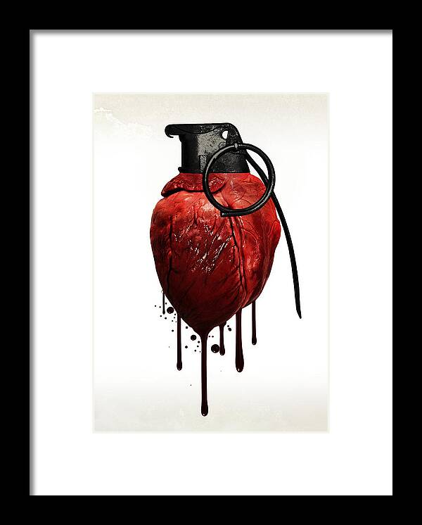 Heart Framed Print featuring the mixed media Heart Grenade by Nicklas Gustafsson