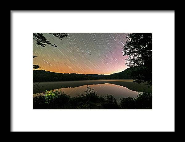 Heart Framed Print featuring the photograph Heart Lake Star Trail Adirondacks North Elba by Toby McGuire