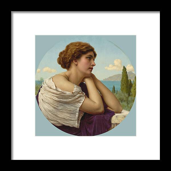 John William Godward Framed Print featuring the painting Heart on her Lips and Soul within her Eyes by John William Godward