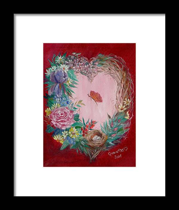 Heart Framed Print featuring the painting Heart Wreath by Quwatha Valentine