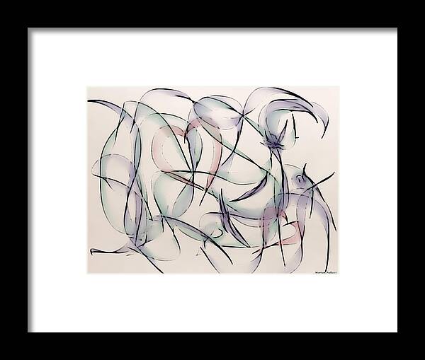 Heart Framed Print featuring the painting Hearts and Bows Abstract by Marian Lonzetta