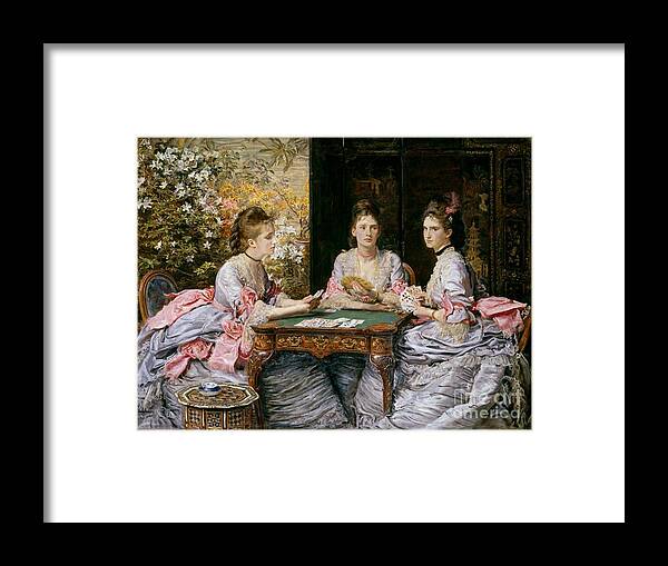 Sir John Everett Millais - Hearts Are Trumps Framed Print featuring the painting Hearts are Trumps by MotionAge Designs