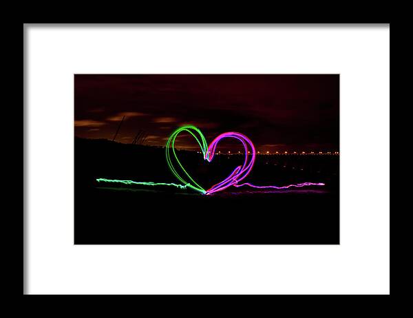 Night Framed Print featuring the photograph Hearts in the Night by Nicole Lloyd