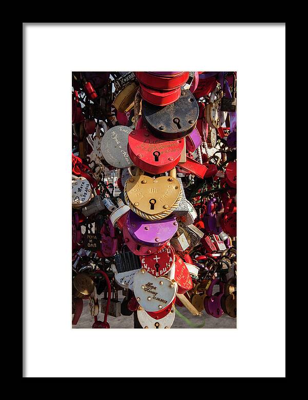 Lock Framed Print featuring the photograph Hearts Locked in Love by Geoff Smith