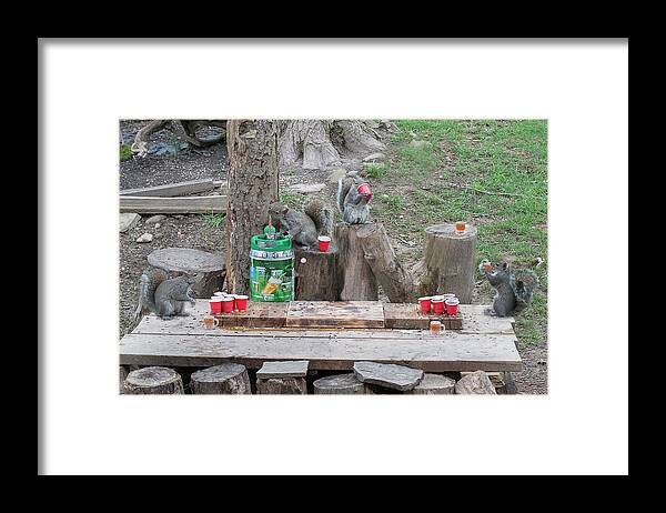 Grey Squirrels Framed Print featuring the photograph Heated game of beer pong by Dan Friend