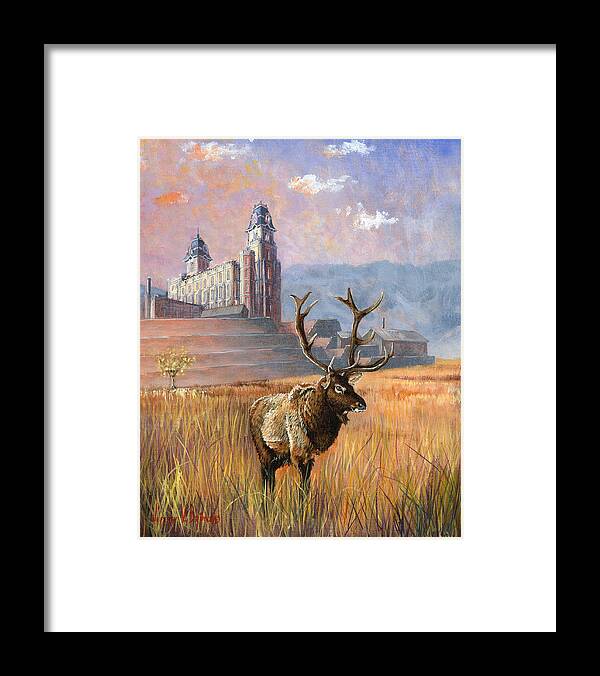 Elk Framed Print featuring the painting Heaven and Earth by Jeff Brimley