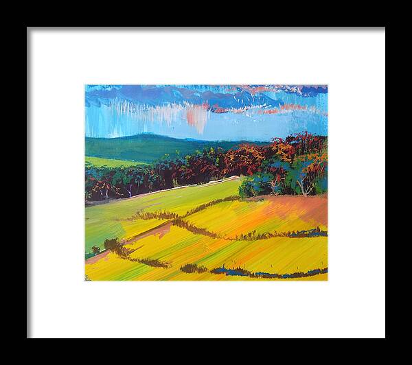 Devon Framed Print featuring the painting Heavenly Haldon Hills - Devon English Landscape by Mike Jory
