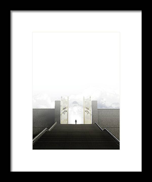 Heaven Framed Print featuring the digital art Heavens Gates And Silhouette by Allan Swart