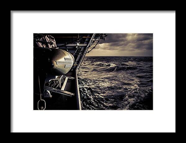 Navy Framed Print featuring the photograph Heavy Seas by Larkin's Balcony Photography