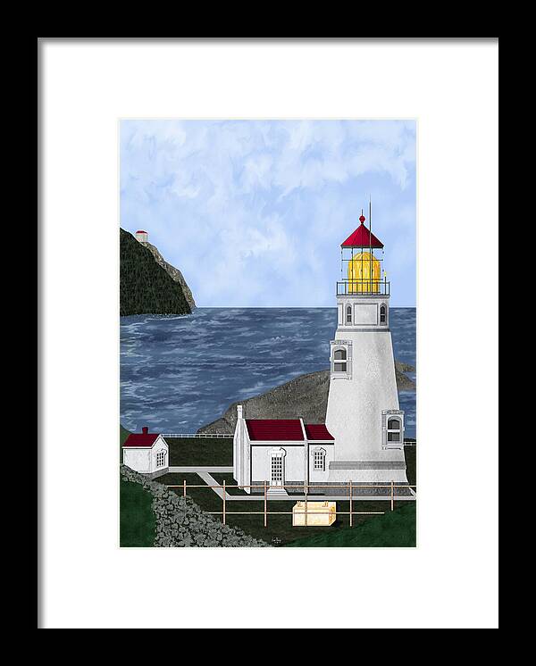 Lighthouse Framed Print featuring the painting Heceta Head Oregon by Anne Norskog