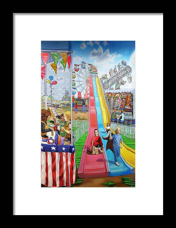 Long Island Framed Print featuring the painting Hecksher Park Fair by Bonnie Siracusa