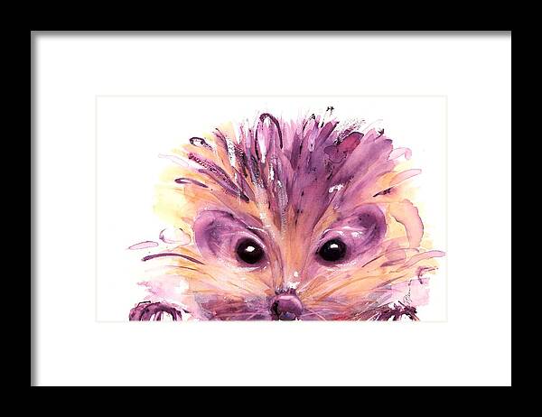 Hedgehog Framed Print featuring the painting Hedgehog by Dawn Derman