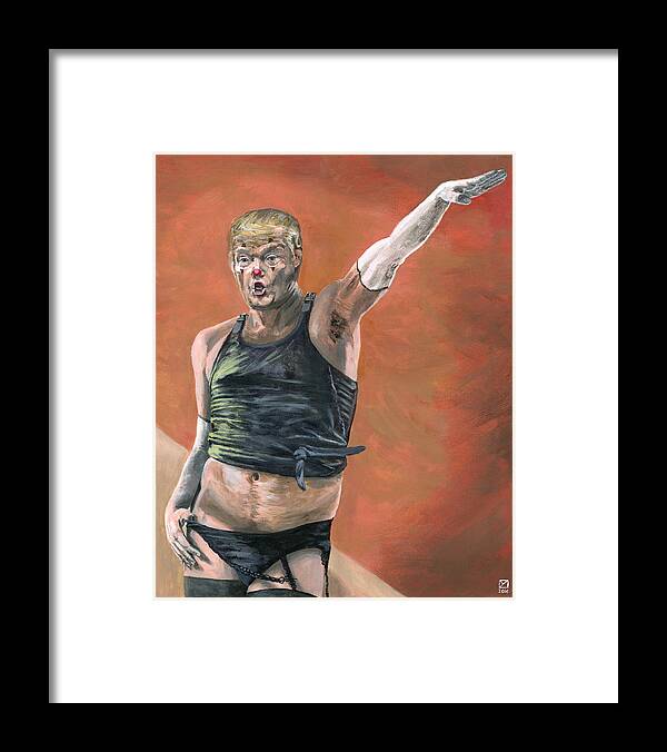 Clown Framed Print featuring the painting Heil Trumpf by Matthew Mezo