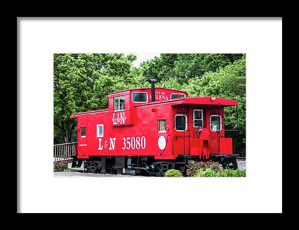Helena Framed Print featuring the photograph Helena Red Caboose by Parker Cunningham