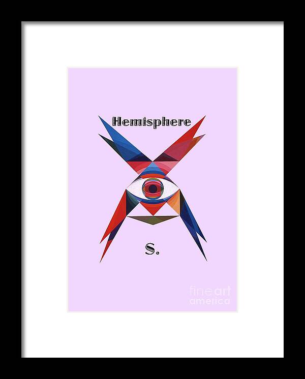 Painting Framed Print featuring the painting Hemisphere S. text by Michael Bellon