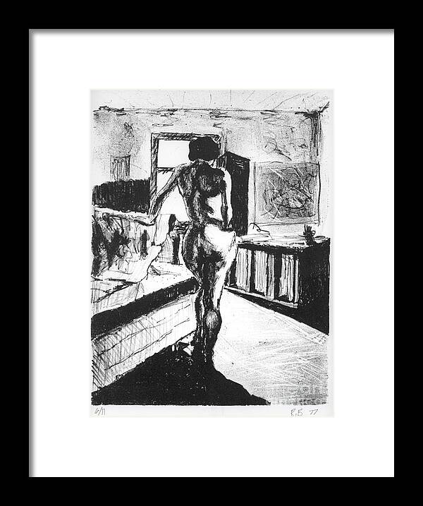Lithograph Framed Print featuring the mixed media Her Back by Ron Bissett