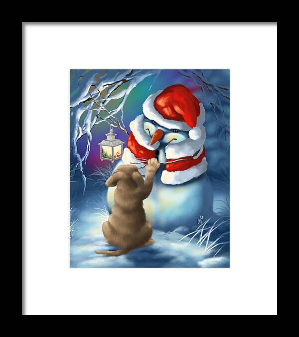 Christmas Framed Print featuring the painting Here the paw by Veronica Minozzi