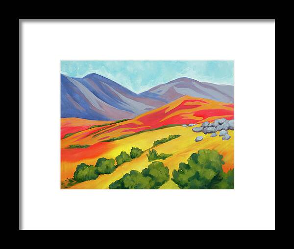 Landscape Framed Print featuring the painting Here To Frolic by Sandi Snead