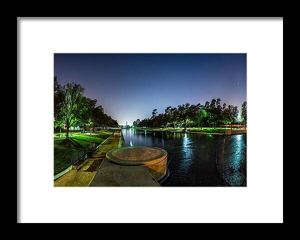 Hermann Framed Print featuring the photograph Hermann Park Reflecting Pool in Houston Texas by Micah Goff
