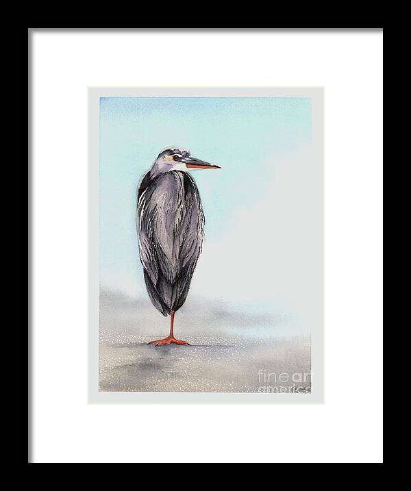 Heron Framed Print featuring the painting Heron by Hilda Wagner