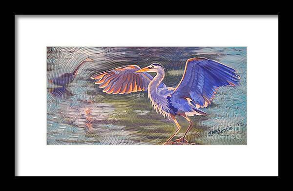 Great Blue Heron Framed Print featuring the painting Heron Majesty by Janet McDonald