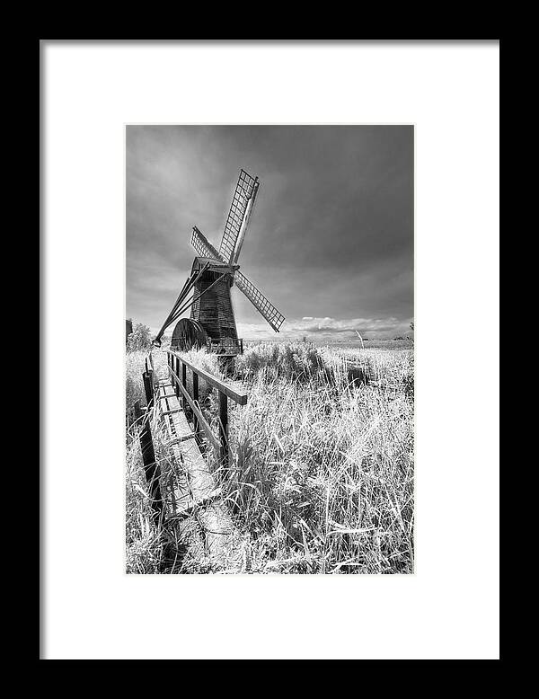 Black And White Framed Print featuring the photograph Herringfleet Pump Norfolk UK by Jack Torcello