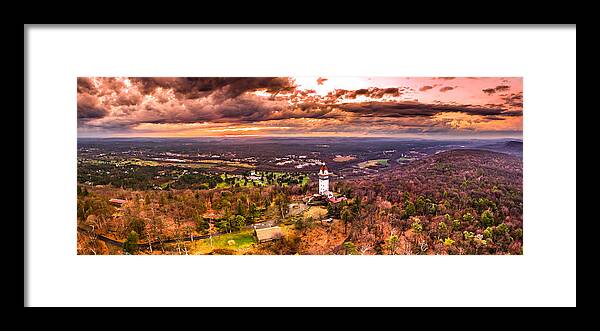 Heublein Framed Print featuring the photograph Heublein Tower, Simsbury Connecticut, Cloudy Sunset by Mike Gearin