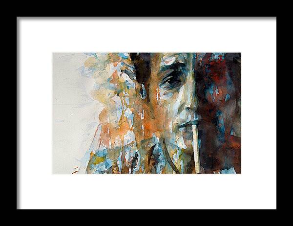 Bob Dylan Framed Print featuring the painting Hey Mr Tambourine Man @ Full Composition by Paul Lovering
