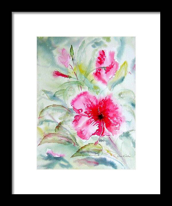 Flowers Framed Print featuring the painting Hibiscus Fantasy by Diane Kirk