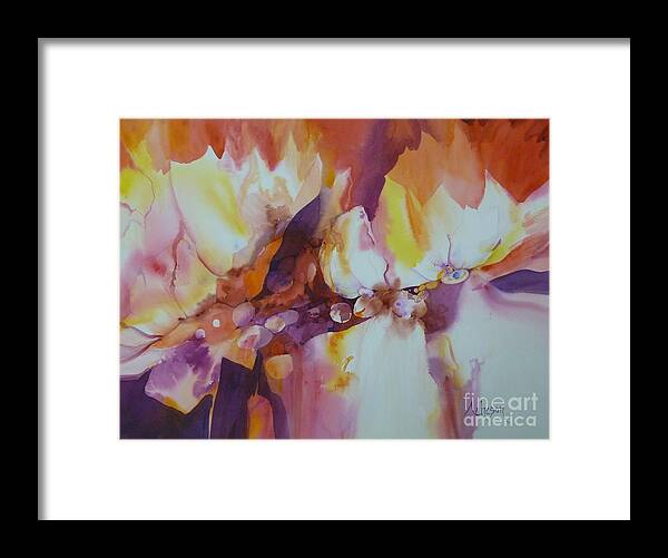 Tulips Framed Print featuring the painting Hidden Beneath by Donna Acheson-Juillet