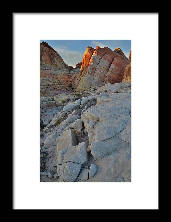 Valley Of Fire State Park Framed Print featuring the photograph Hidden Canyon of Valley of Fire at Sunset by Ray Mathis