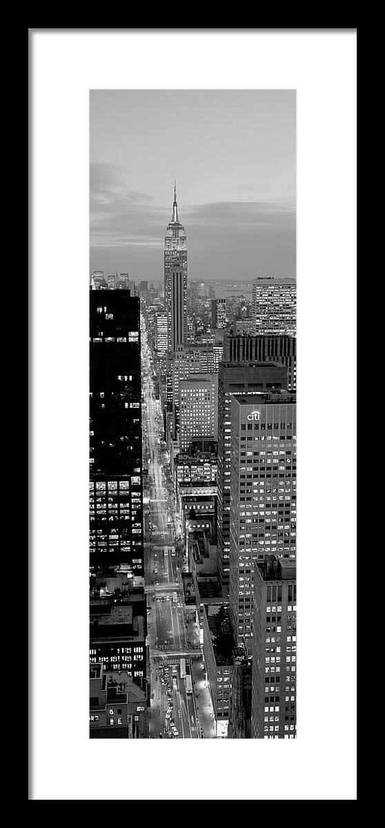 Architecture Framed Print featuring the photograph High angle view of a city, Fifth Avenue, Midtown Manhattan, New York City, New York State, USA by Panoramic Images