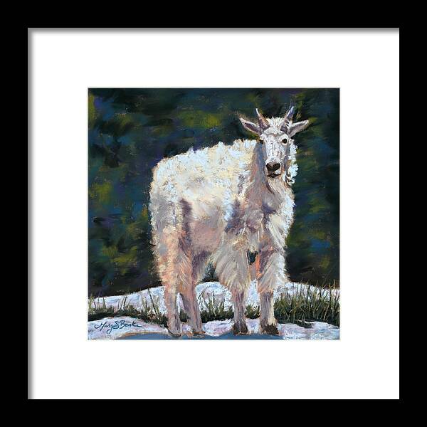 Mountain Goat Framed Print featuring the painting High Country Friend by Mary Benke