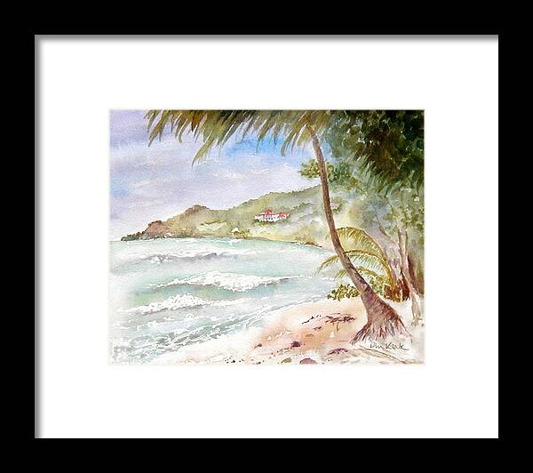 Tortola Framed Print featuring the painting High Surf at Brewers by Diane Kirk