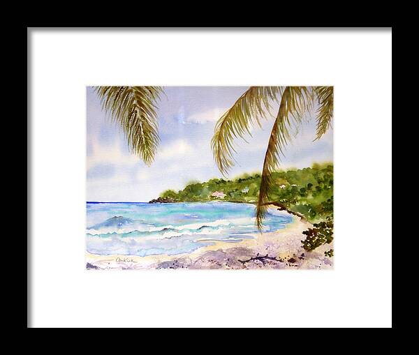Caribbean Framed Print featuring the painting High Tide at Brewers by Diane Kirk