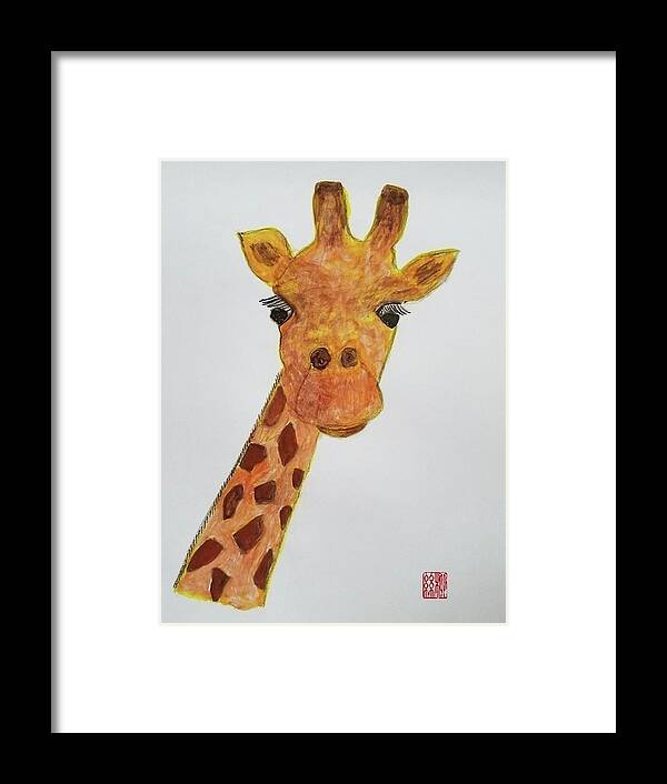 Giraffe Framed Print featuring the painting Higher Perspective by Margaret Welsh Willowsilk