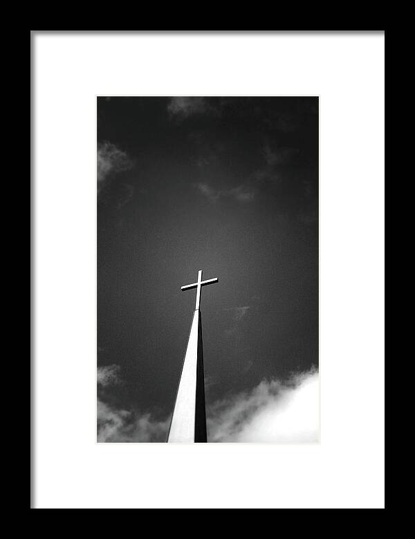 Church Framed Print featuring the photograph Higher to Heaven - Black and White Photography by Linda Woods by Linda Woods